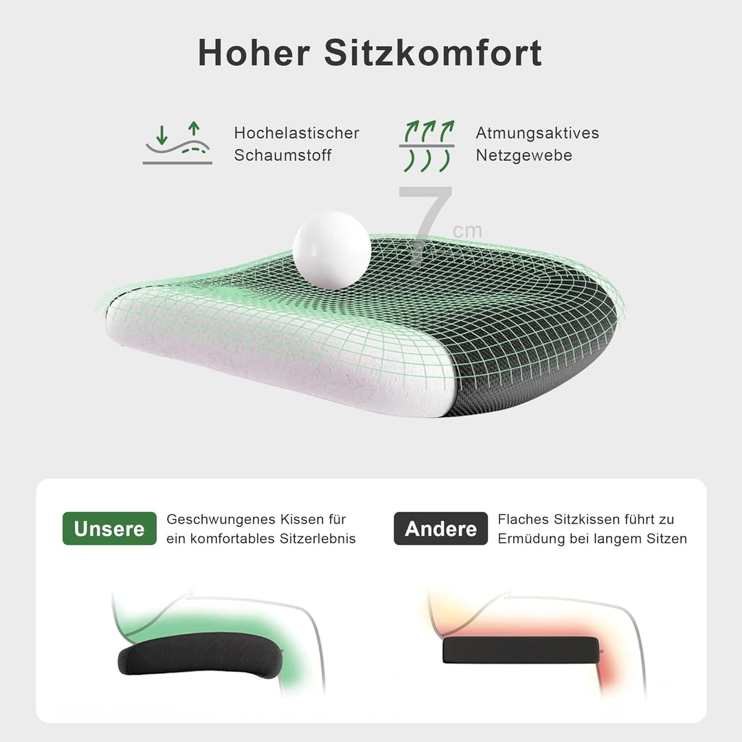 CALIYO G-1635H Bürostuhl Ergonomisch, Schreibtischstuhl mit Verstellbarer Kopfstütze, Armlehnen, Len