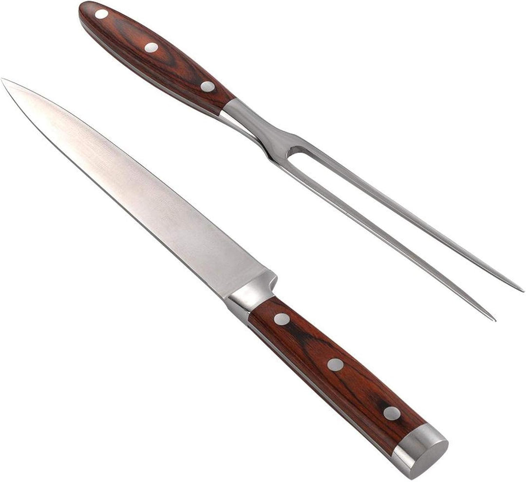 EVTSCAN Schnitzmesser und Gabel Set, Edelstahl Premium BBQ Fleisch Truthahn Braten Küche Abendessen