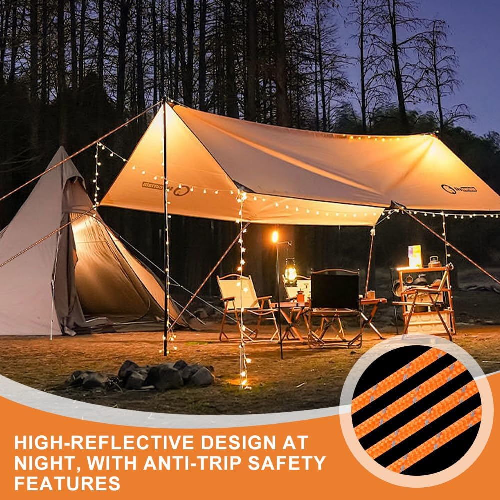 6 Stück Verstellbare Seilratsche Reflektierend Leichte Abspannseile Camping, 4M Abspannseile Mit Sei