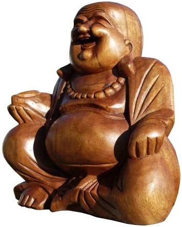 Wogeka Super schöner lachender 30 cm Buddha Happy Holz Handarbeit Budda FENG Shui Bali Buda BH30