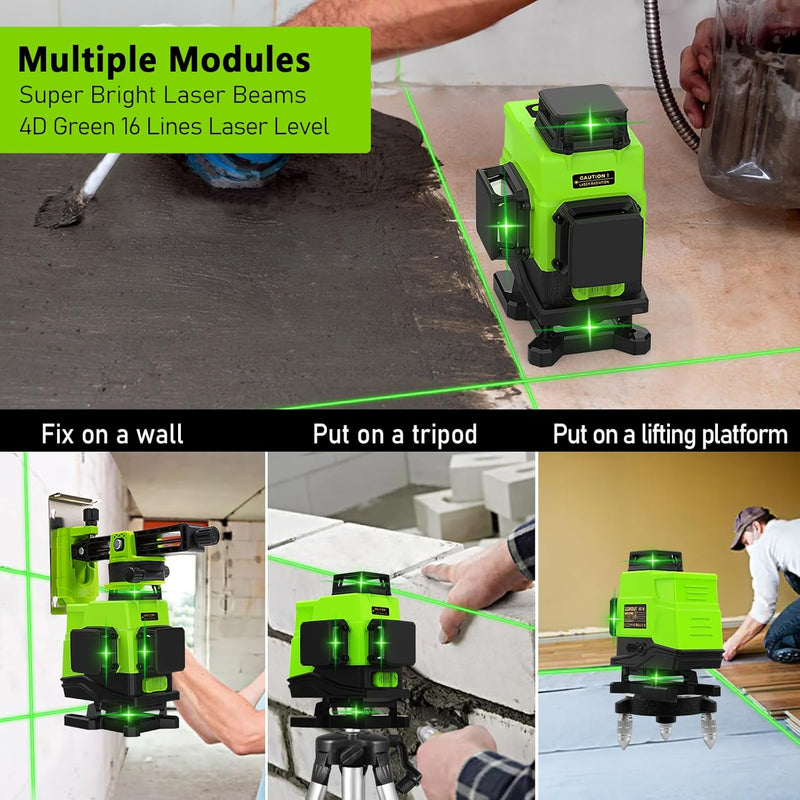 Zokoun Boden und Wand des Lasermoduls Leistungsstarkes Grün 16 Linien, um 360 ° drehbare selbstnivel