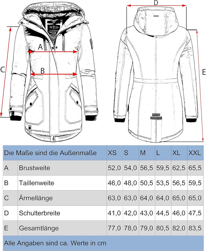 Navahoo Damen Warmer Winter Kurzmantel Avrille II XS-XXL XS Dark Choco, XS Dark Choco