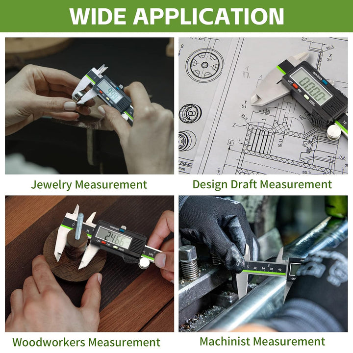 Huepar Digitaler Messschieber -Edelstahl Messschieber, Elektronisches Mikrometer mit grossem LCD-Bil