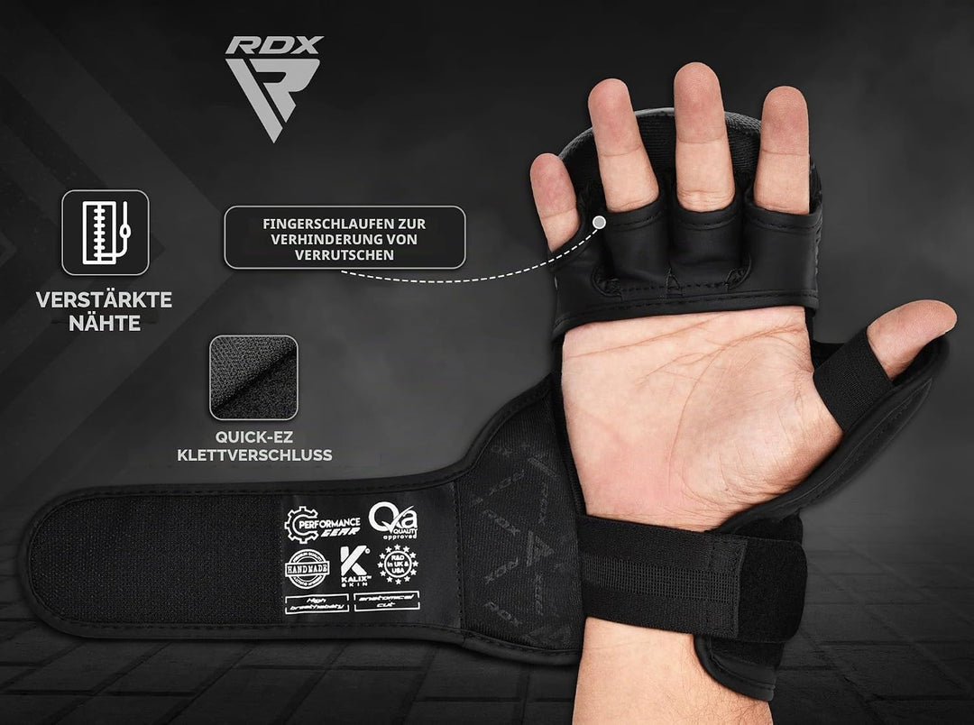 RDX IMMAF Sparring Grappling Handschuhe, belüftete offene Handfläche, Verstellbare Handgelenkriemen