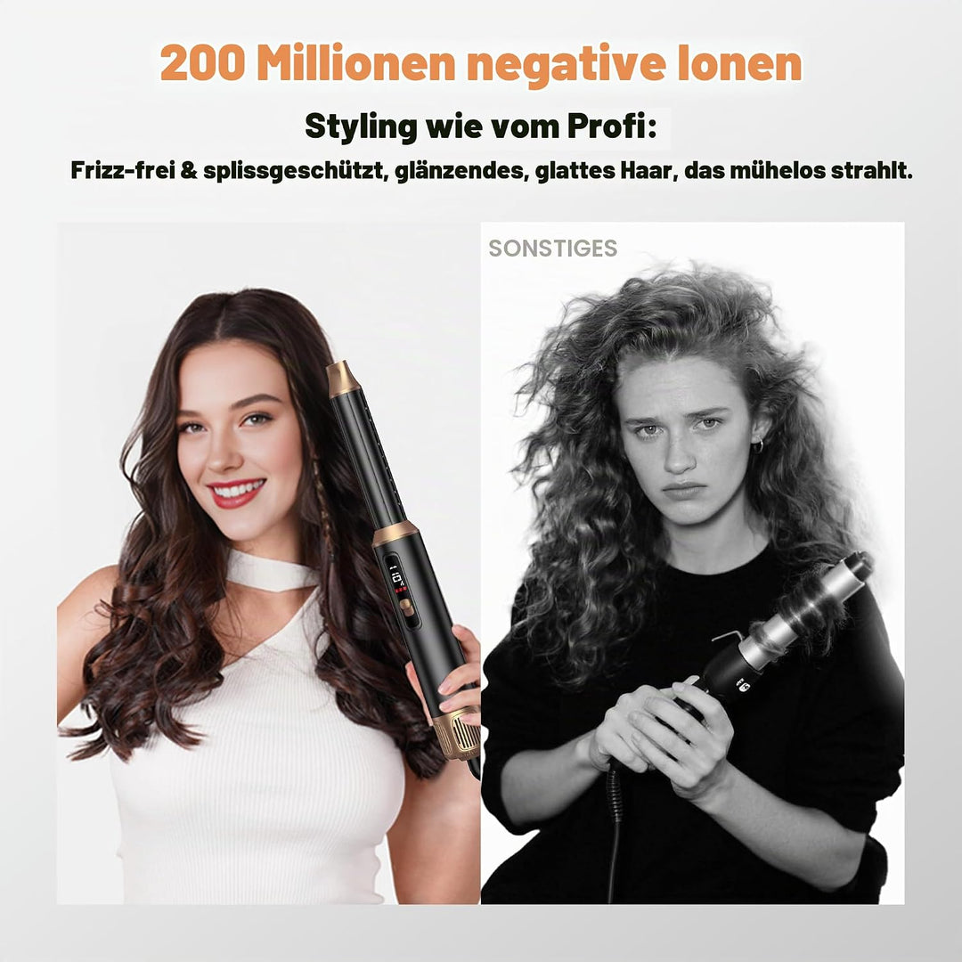 UKLISS 5 in 1 Haarstyler mit LCD-Display, Haartrockner &amp; Hair Styler mit Hair Dryer, Rundbürstenföhn