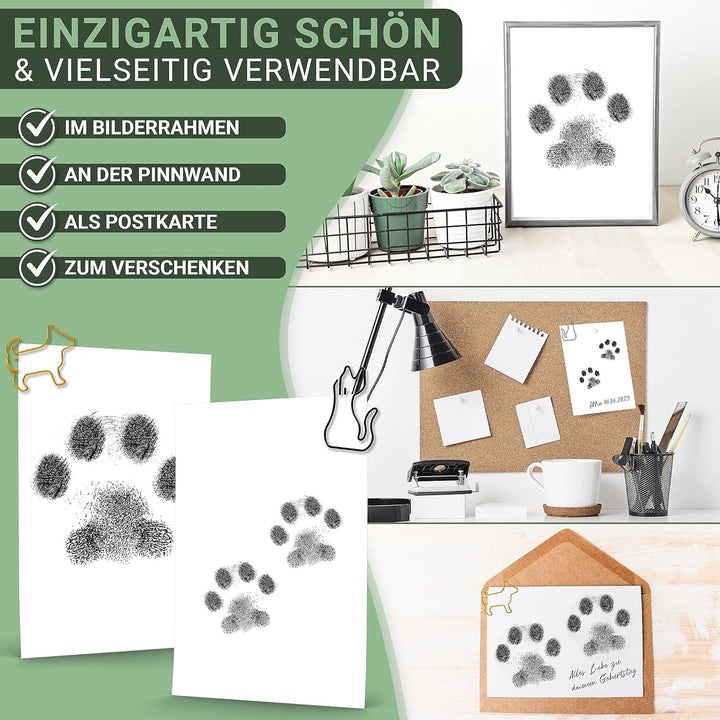 PFOTENGUT® XXL Pfotenabdruck Set inkl. 3 Stempelkissen und 6 Druckkarten - Hochwertiges Pfotenabdruc