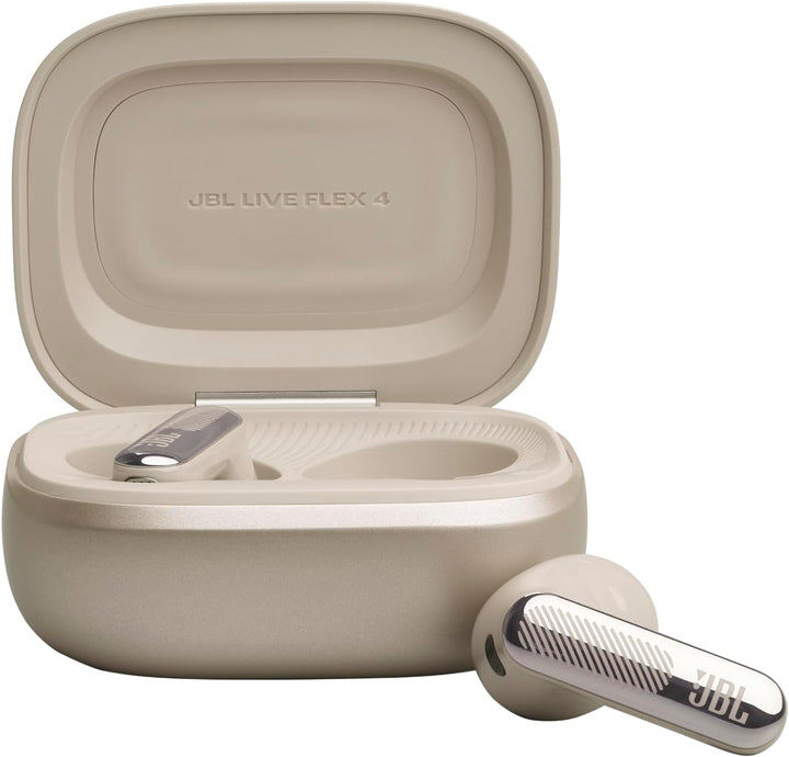JBL Live Flex 4, Kabellose Noise-Cancelling-Ohrhörer, Champagner | Hi-Res Audio, Smart Charging Case