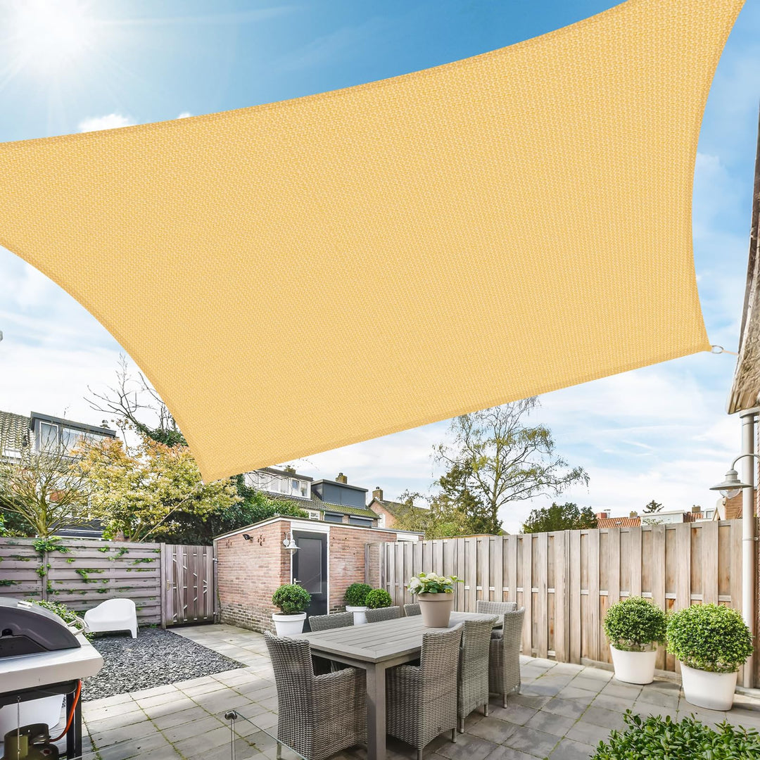 Duerer Sonnensegel 3.6x4.8m Rechteckig Sonnenschutz Garten Balkon und Terrasse, 95% UV Schutz, 185g/