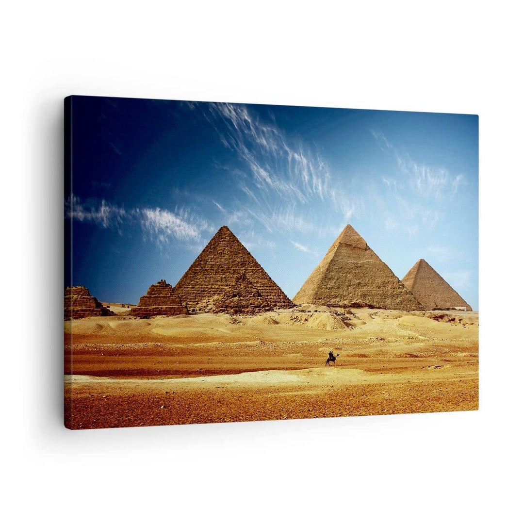 Bilder auf Leinwand Pyramide Wüste Sand Leinwandbild mit Rahmen 70x50cm Wandbilder Dekoration Wohnzi