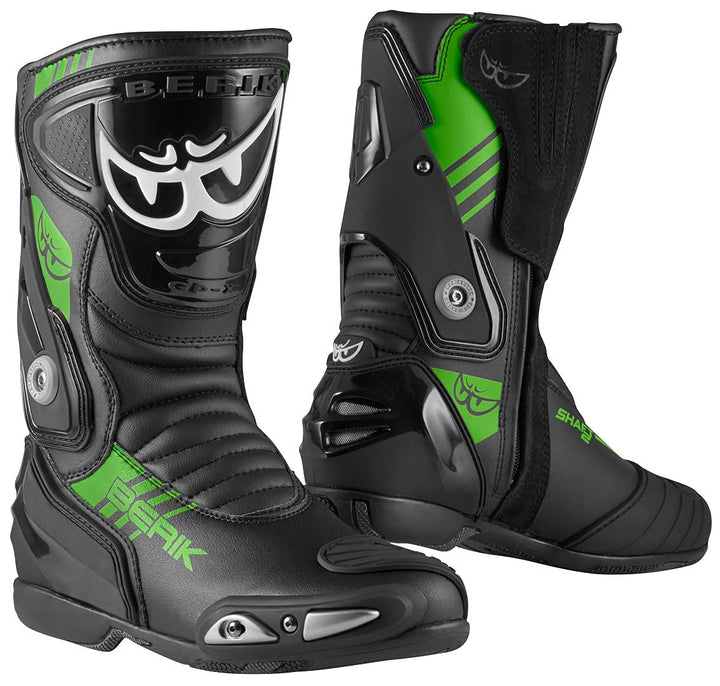 Berik Shaft 3.0 Motorradstiefel, schwarz/grün, 44 Schwarz Grün 44 EU, Schwarz Gr&amp;
