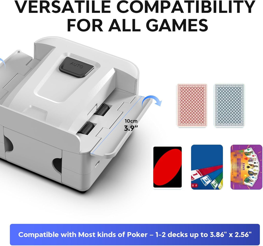 Elektrischer Kartenmischer, 2000mAh Wiederaufladbare Kartenmischmaschine für 1–2 Kartendecks, Karten