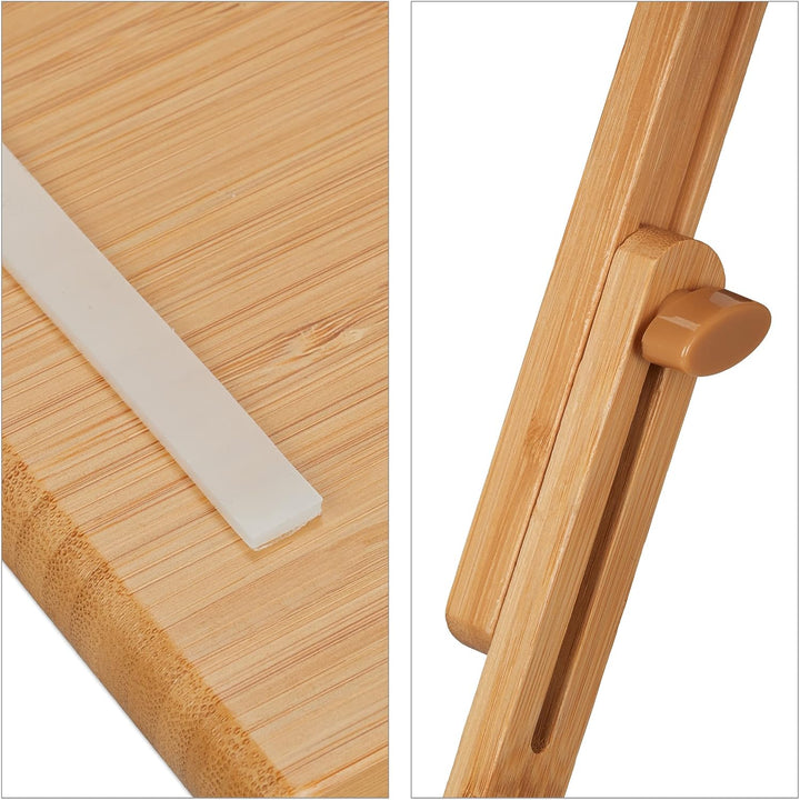 Relaxdays Badewannenablage Bambus, 70cm breit, Badetablett für Glas, Handy, Tablet, Badewannenbrett