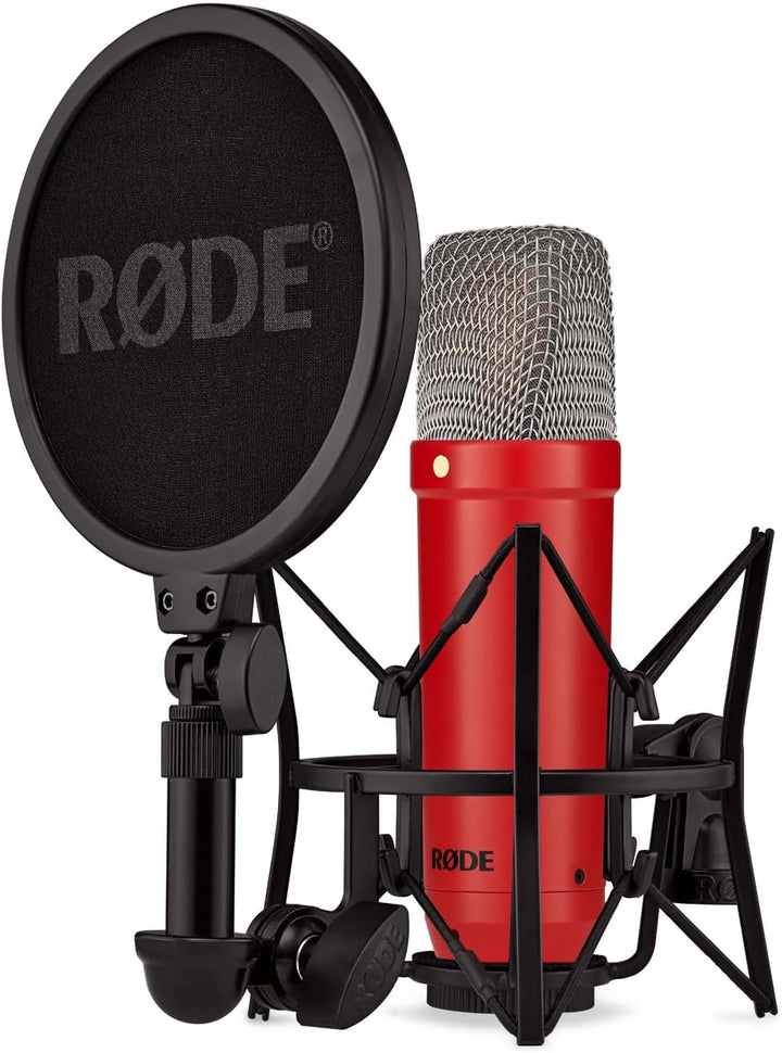 Rode NT1 Signature Red Studio-Mikrofon Rot + keepdrum Mikrofonständer mit Mikrofonständer Rot, mit M