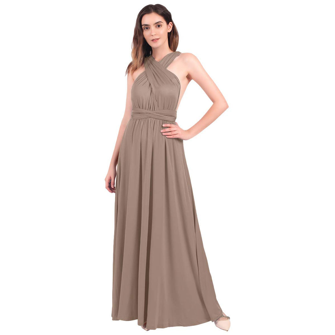 FYMNSI Damen Multiway Lange Abendkleid Hochzeit Brautjungfernkleid Bodenlang Partykleid Cocktailklei