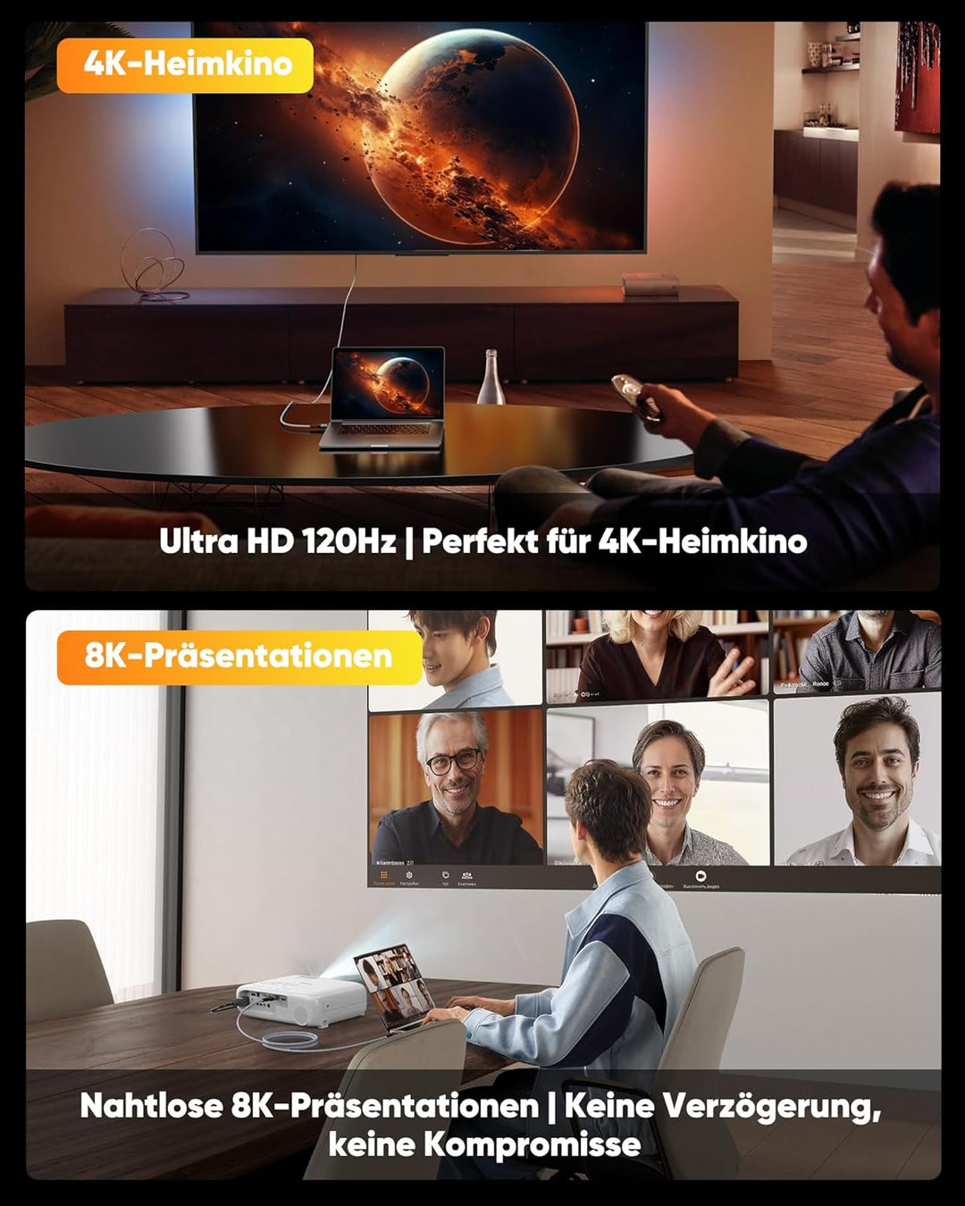 SNOWKIDS HDMI 2.1 Kabel 5M 8K, 2.1 48Gbps Highspeed 8K@60Hz HDMI Kabel 4K@120Hz 7680P DTS: X, HDCP 2