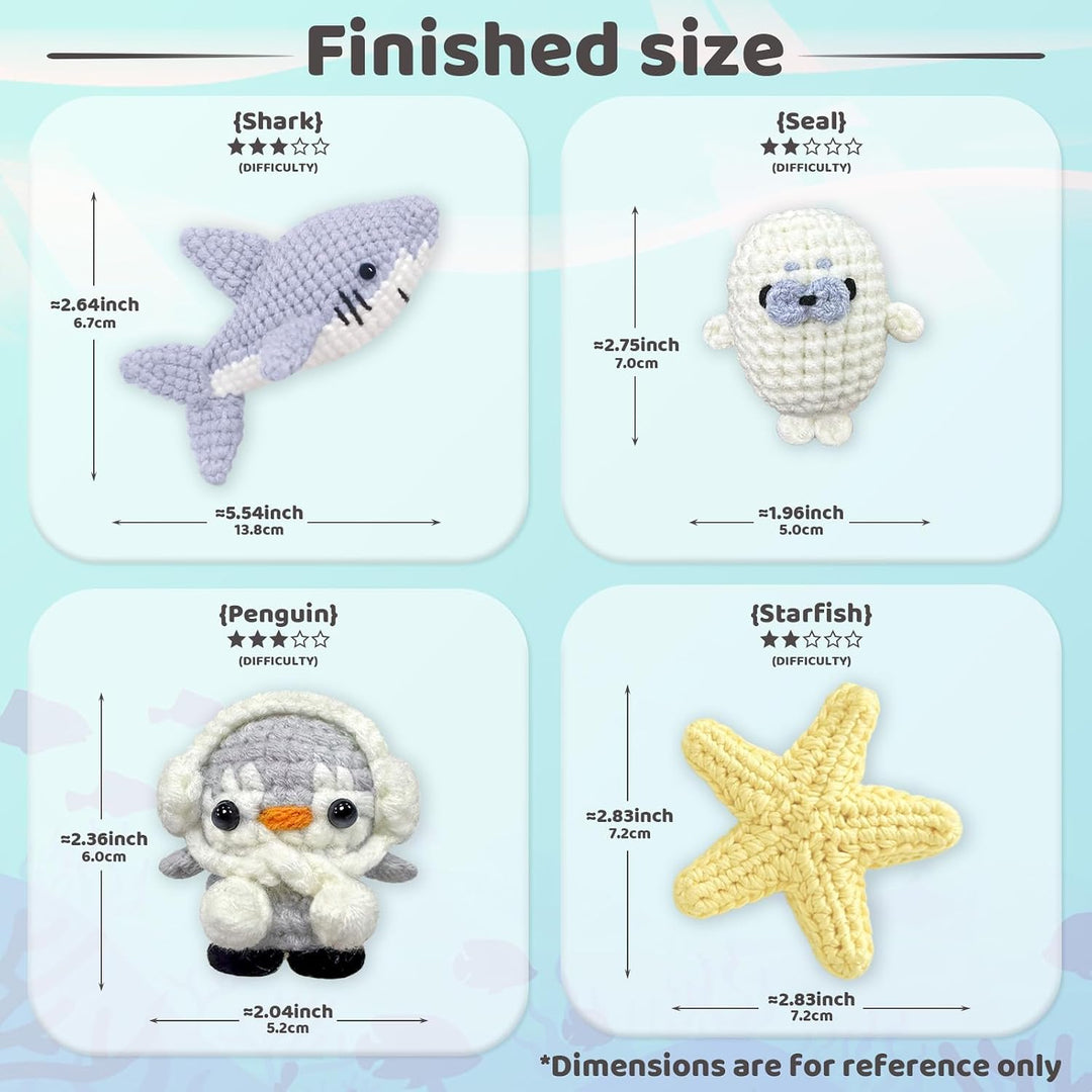 YAMAXIN Häkelset für Anfänger – Ocean Animal Amigurumi DIY Garn Kit mit Schritt-für-Schritt-Anleitun