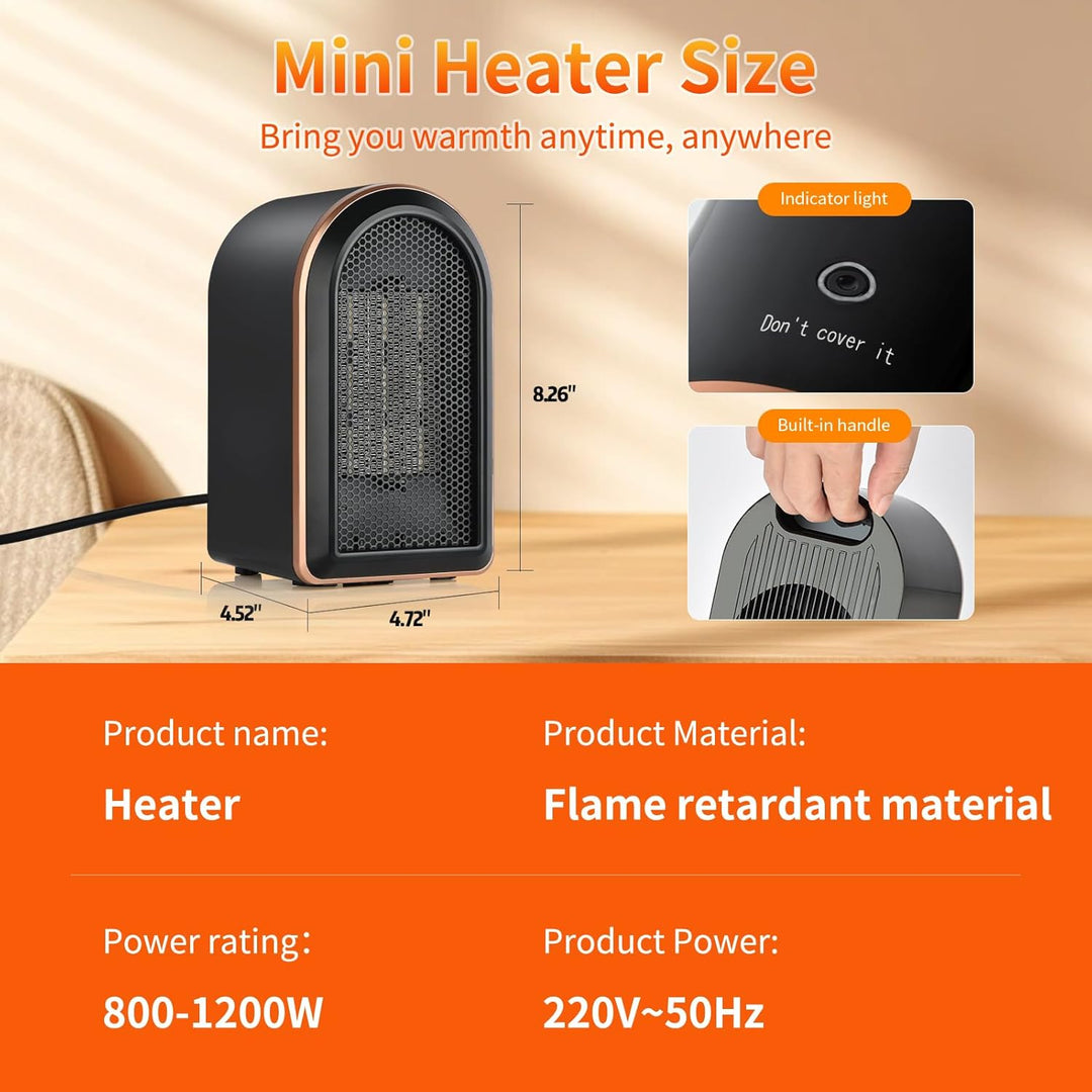 Heizlüfter Klein Energiesparend, Mini PTC Keramik Elektroheizung Leise,Mobile Heizung Elektrisch Ste