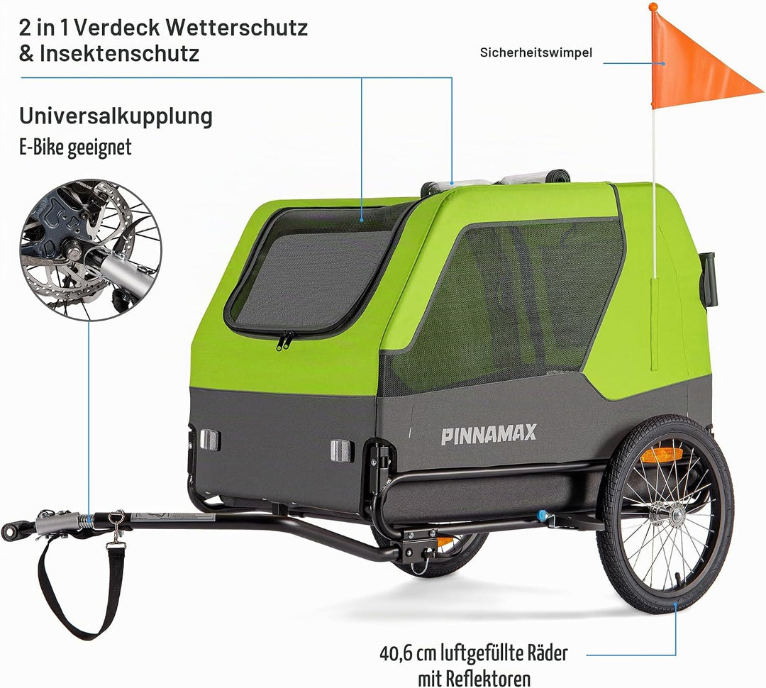 Hundeanhänger für Fahrräder – 2-in-1 Haustierbuggy, belastbar bis zu 45 kg – Fahrradanhänger für Hun