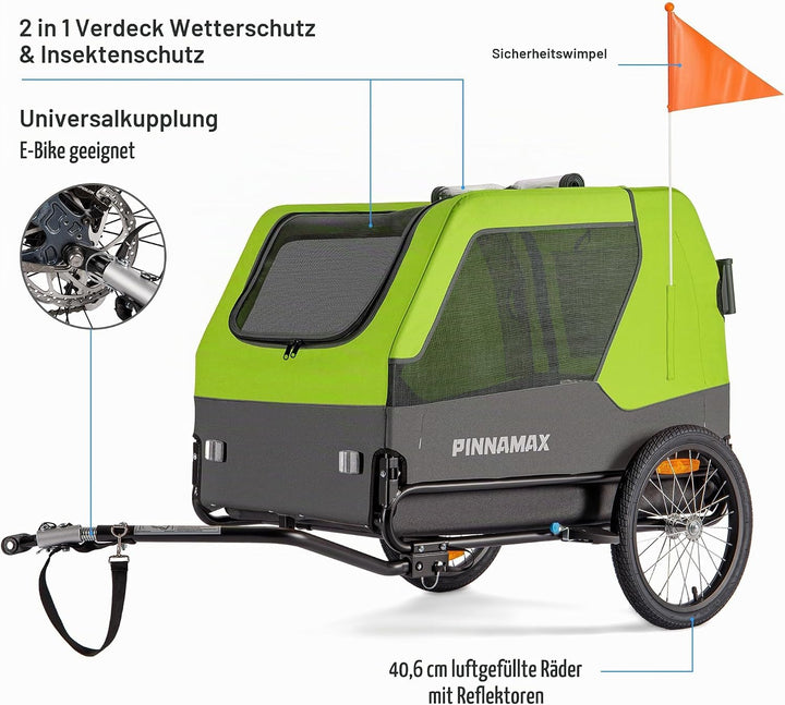 Hundeanhänger für Fahrräder – 2-in-1 Haustierbuggy, belastbar bis zu 45 kg – Fahrradanhänger für Hun