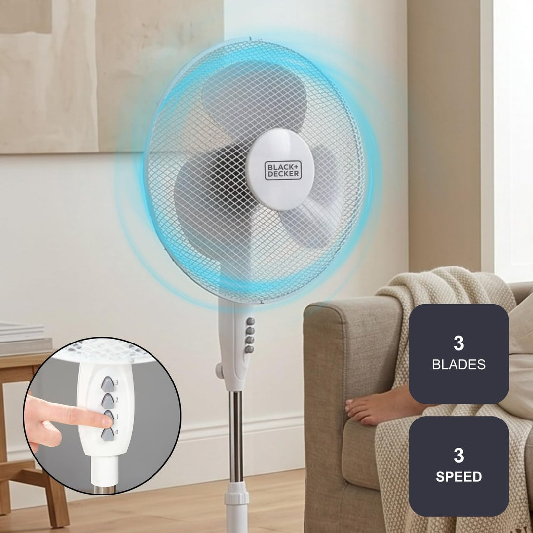 Black+Decker BXEFP40E Standventilator BXPF40E, 40, Kunststoff Weiss [Energieklasse A]