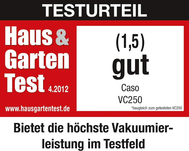 CASO VC 250 Vakuumierer doppelte Schweissnaht 30 cm, mit Folienbox, Cutter und Schlauch für Vakuumbe