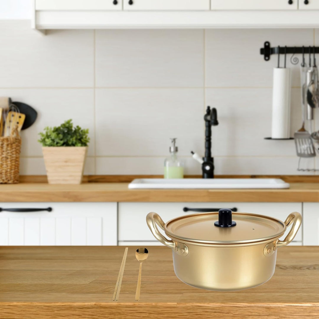 YARNOW Ramen Topf Mit Aluminiumdeckel Binaurales Design Für Nudeln Und Suppe Kochen Leicht Zu Reinig