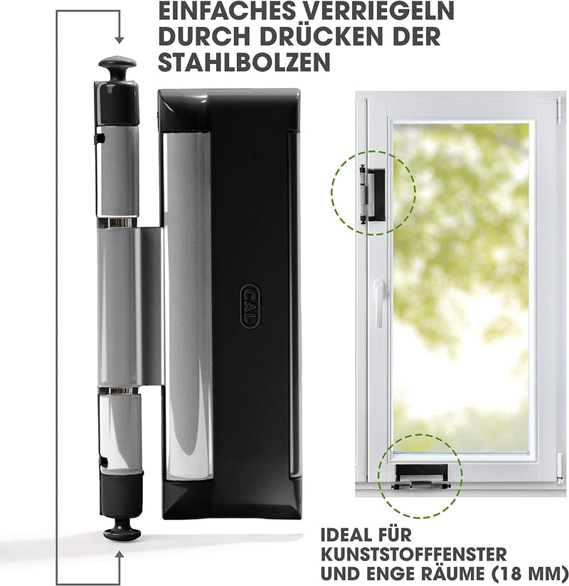 Cal Doublex XL - Fenstersicherung gegen Einbruch, auch für Balkontür, Terassentür Einbruchschutz, Fa