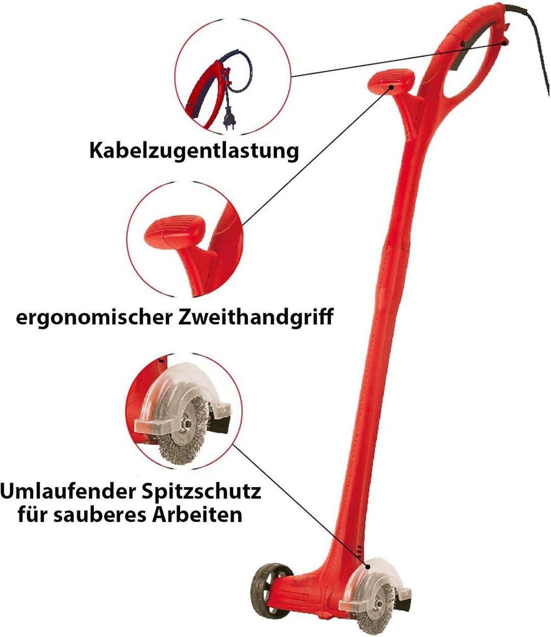 Grafner elektrische Fugenbürste mit kraftvollen 140 Watt und 1200 U/min, ergonomischer Handgriff, Fü