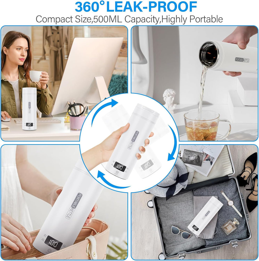 Mkitnvy Elektrischer Reisewasserkocher Klein 500ML, Tragbarer Elektrischer Wasserkochers, 304 Edelst