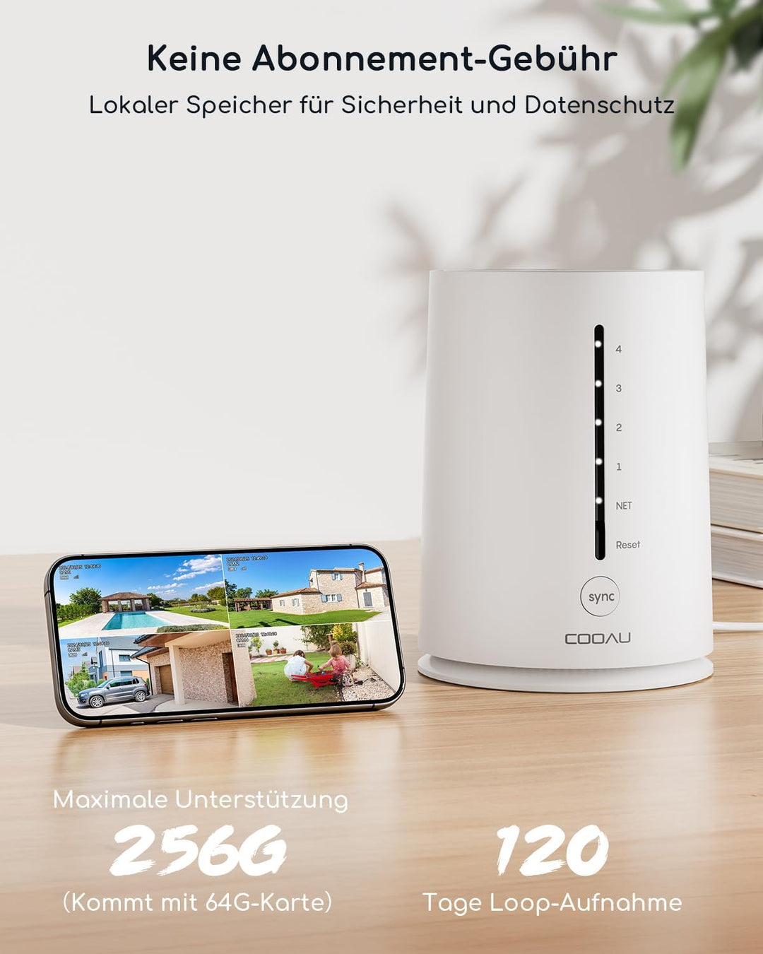 COOAU 4MP Überwachungskamera Aussen Solar Set - 365Tage mit Solarpanel - 2.5K Kabellos Kamera Überwa