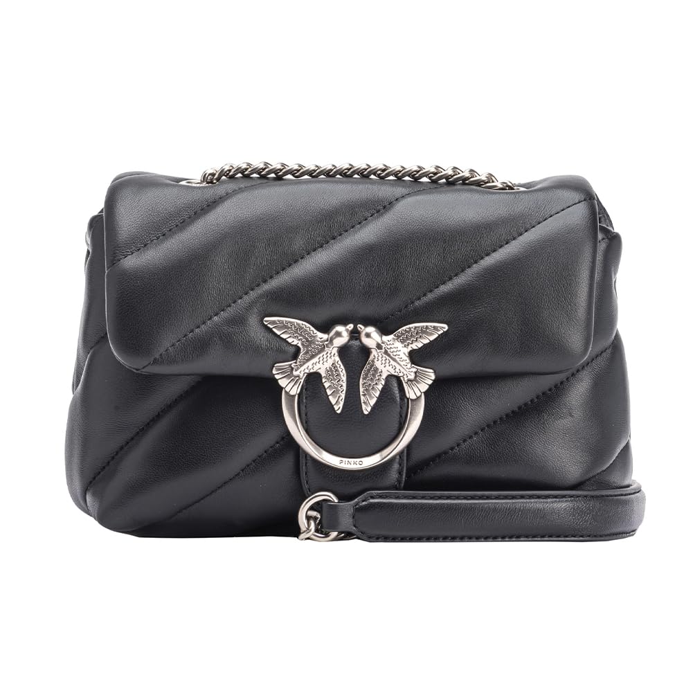 Pinko Damen Love Mini Puff Cl Sheep Nappa Tasche Z99o_black-old Silver, Z99o_black-old Silver