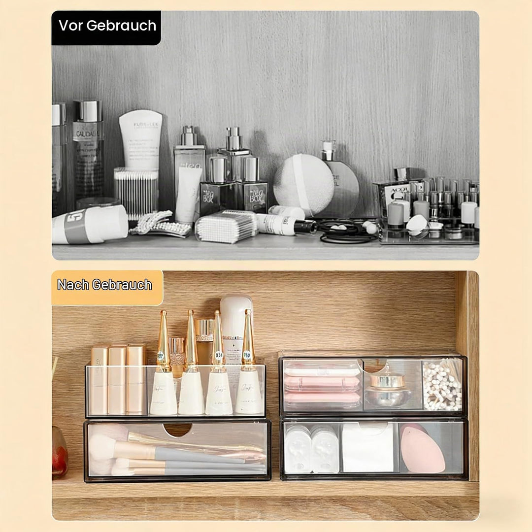 2er-Set Kosmetik Make Up Organizer, Wattepadspender, Wattestäbchen Behälter, Clear Schminktisch Orga