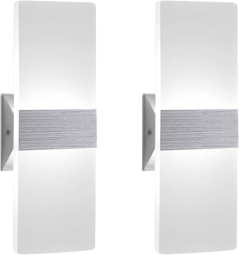 ChangM 2 Stücke Wandleuchte Innen 12W Wandlampe LED Acryl Wandbeleuchtung Modern für Wohnzimmer Schl