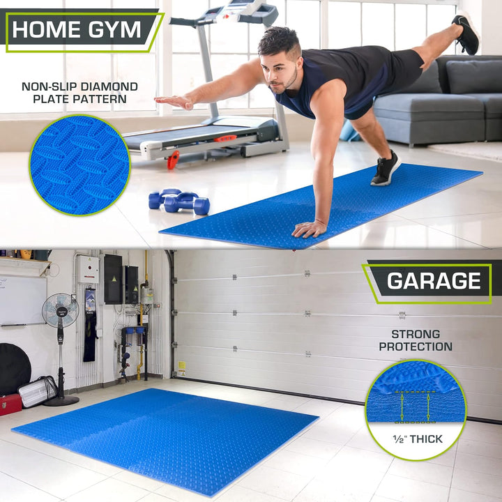 ProsourceFit Puzzle Exercise Mat ½ in, Eva Interlocking Foam Floor Tiles for Home Gym, Mat for Home