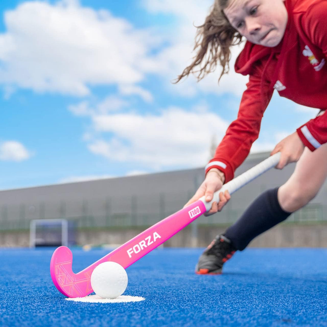 FORZA F100 Hockeyschläger – 100% Glasfaser | Mid Bow Hockey Schläger 93 cm (36,5") Rosa + Luxustasch
