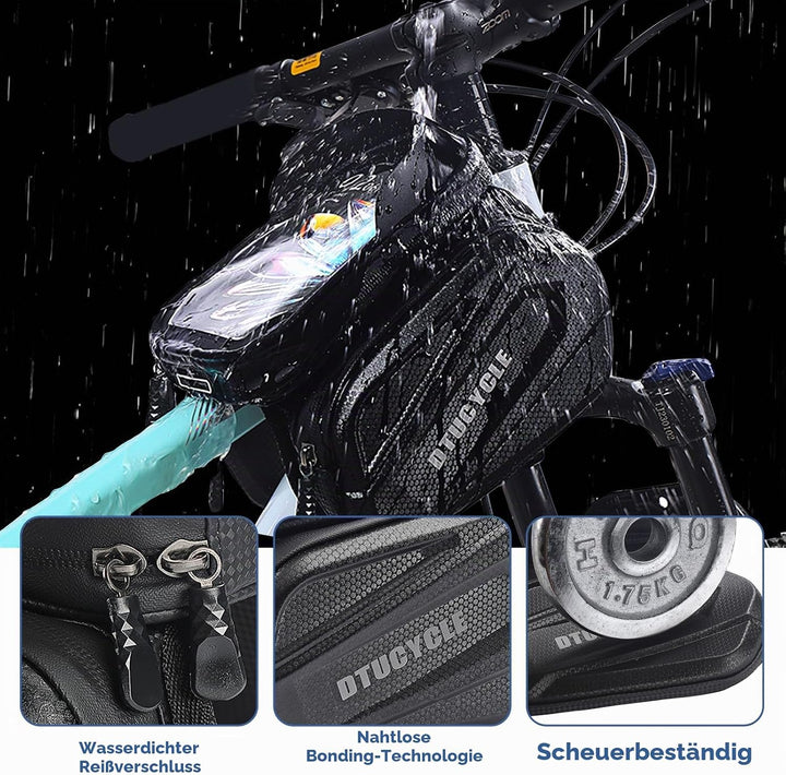 Fahrradtasche Rahmen, 2L Wasserdicht Handytasche Fahrrad, Rahmentasche Fahrrad mit 0.25mm Touchscree