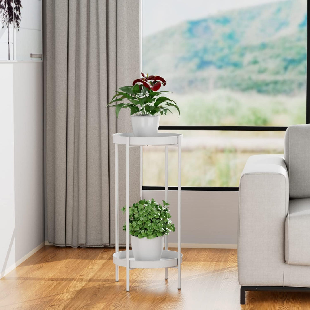 Ovicar Pflanzenständer für drinnen und draussen, Metall, Blumentopfhalter, Tisch, 2 Etagen, hoch, ro