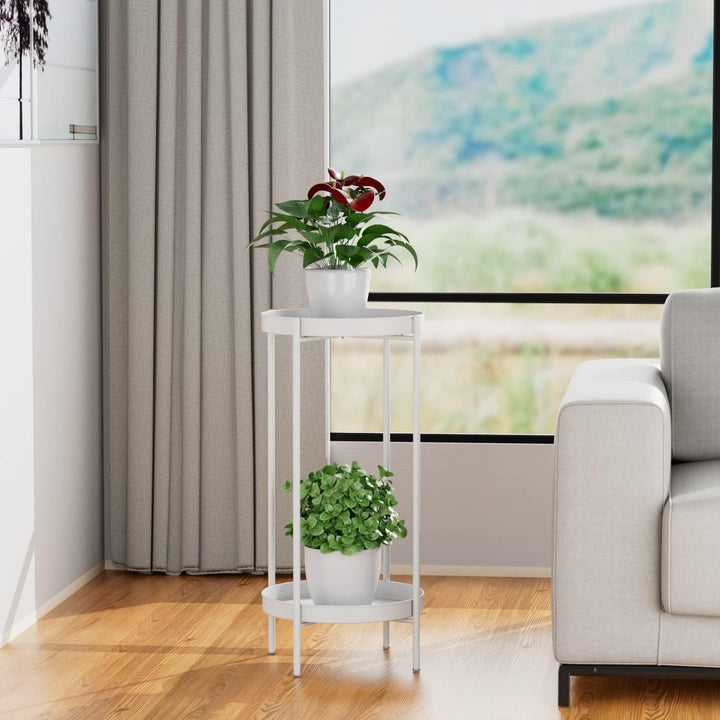 Ovicar Pflanzenständer für drinnen und draussen, Metall, Blumentopfhalter, Tisch, 2 Etagen, hoch, ro