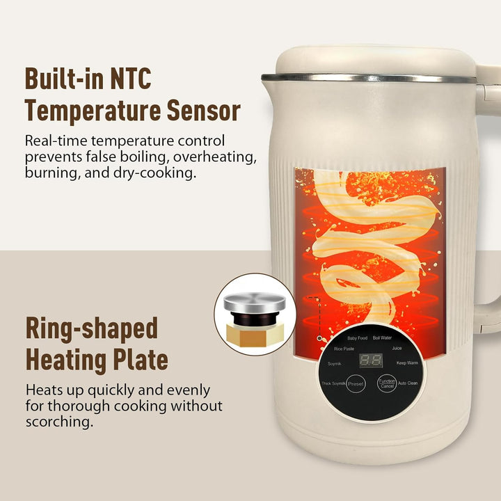 Sojamilch Hersteller 1200ml, Nussmilchmaschine 8 Modi, Automatische Mandelmilchmaschine mit Verzöger