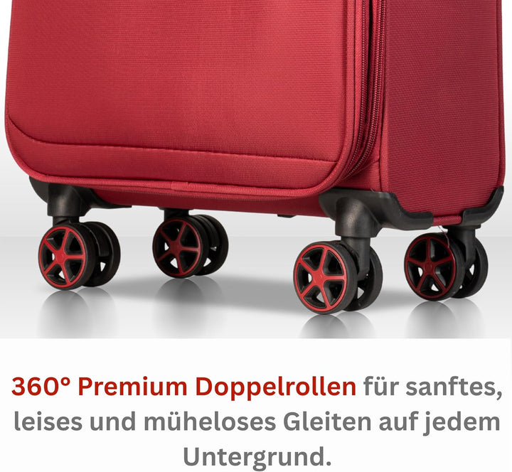 Cocoono Handgepäck Koffer 55x40x20 – Leichter Stoff Reisekoffer mit Rollen, TSA-Schloss, erweiterbar