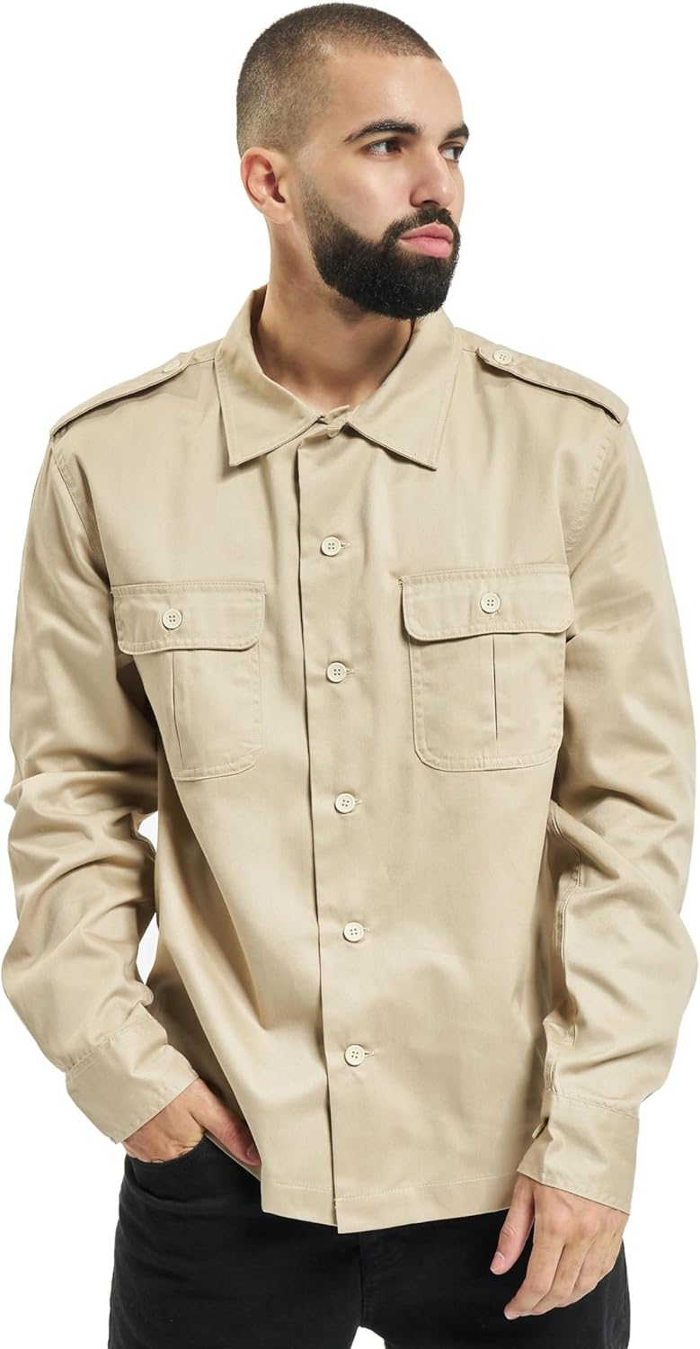 Brandit Vintage Shirt Long Sleeve,mehrere Farbvarianten, Grössen S bis 7XL S Beige, S Beige