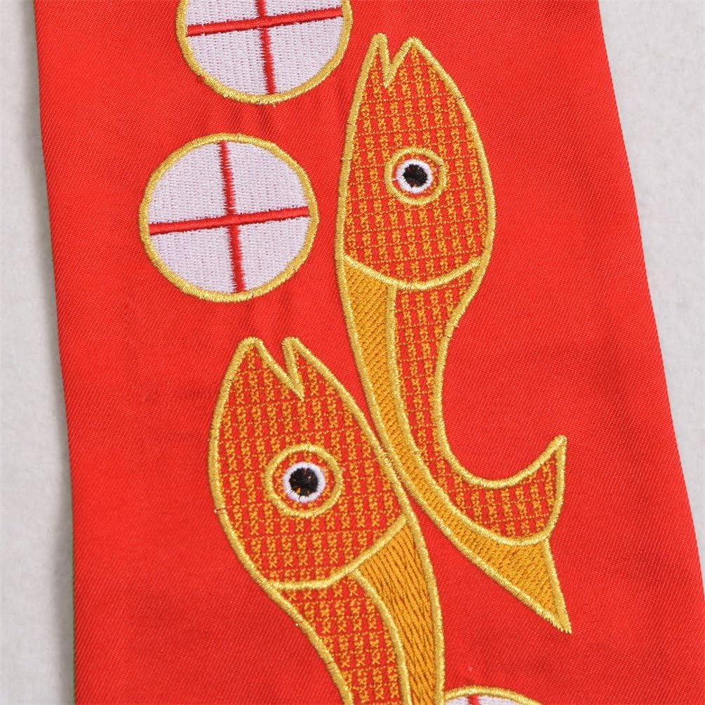 BLESSUME Kirche Stola Priester Masse Umkehrbare Gestickte Stola Weiss & Lila (Muster 1)