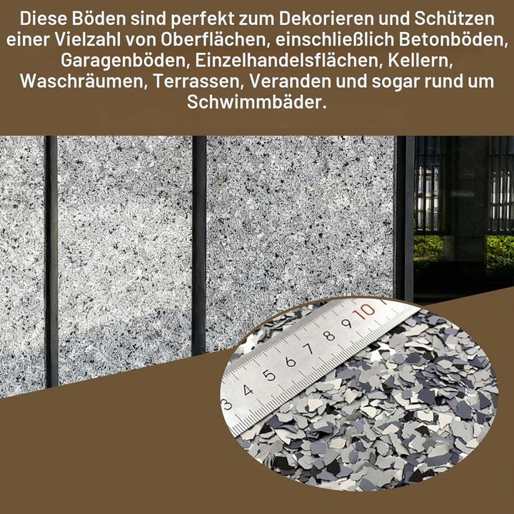 1000g Epoxid Farbchips für Garagenbodenbeschichtung, Dekorflocken Schwarz Weiss Grau, Betonbodenbesc
