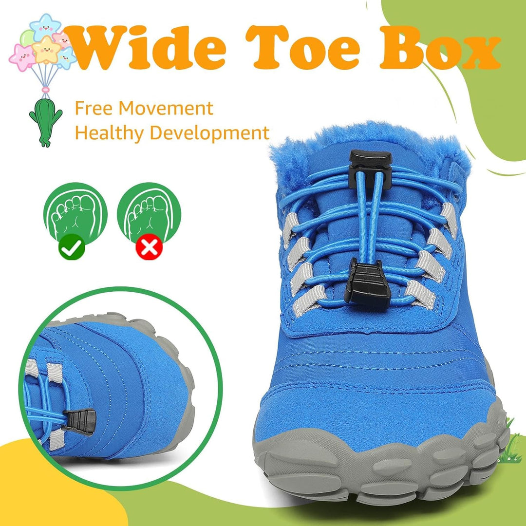 SAGUARO Kinder Winter Barfussschuhe Winterschuhe Warme Gefüttert Wanderschuhe Leicht rutschfest Wint