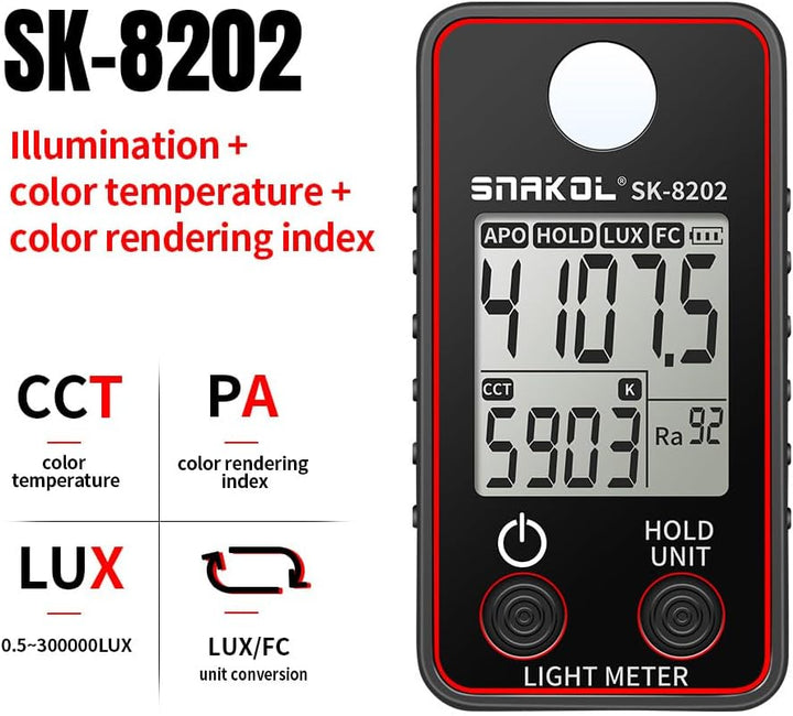 Farbtemperaturtester Hochpräzises Beleuchtungsstärkemessgerät 0,5-300000 LUX LED-Beleuchtungstestmes