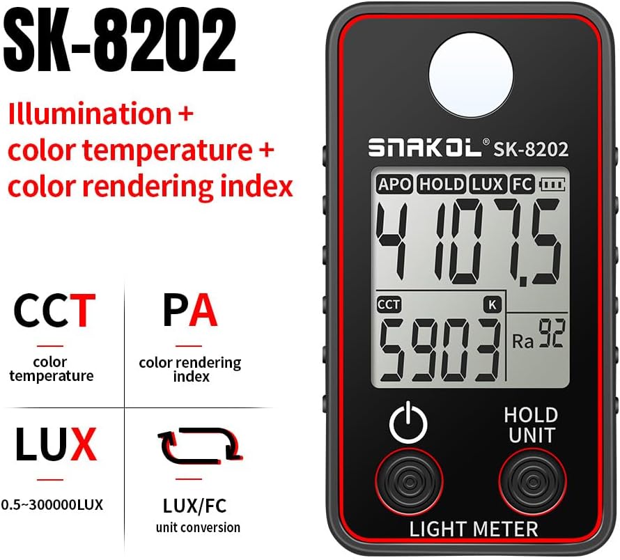 Farbtemperaturtester Hochpräzises Beleuchtungsstärkemessgerät 0,5-300000 LUX LED-Beleuchtungstestmes