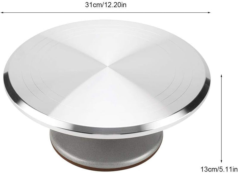 12-Zoll Tortenplatte drehbar, Kuchenplatte aus Aluminium, Kuchen-Drehteller zum Dekorieren, Gebäck-B