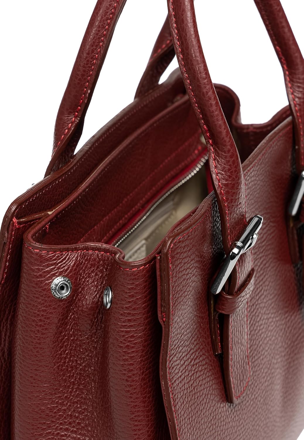 Caspar TL807 klassisch elegante Damen Leder Handtasche Einheitsgrösse Weinrot, Einheitsgrösse Weinro