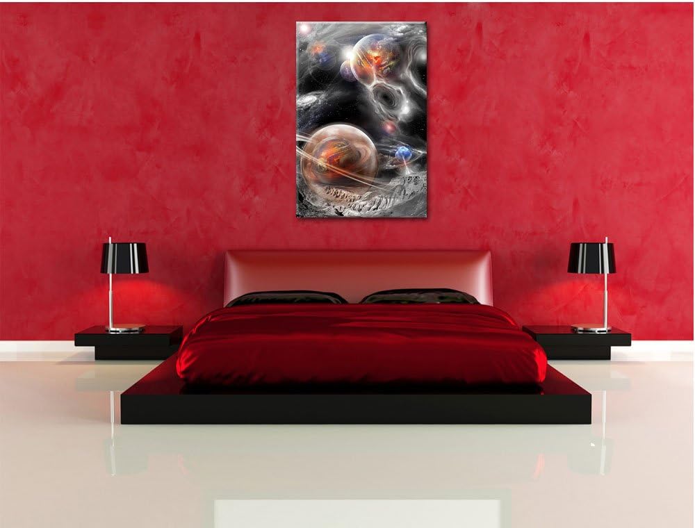 Pixxprint Raum Landschaft / 100x70cm Leinwandbild bespannt auf Holzrahmen/Wandbild Kunstdruck Dekora