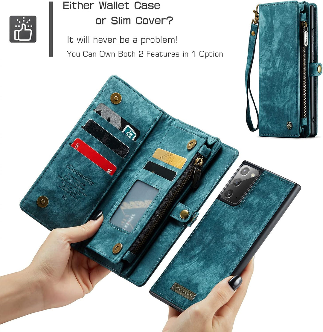 UFinetech 2-in-1 Luxus Samsung Galaxy Note 20 Hülle Case Tasche Magnetische Gute Flip Kartenfach Ket